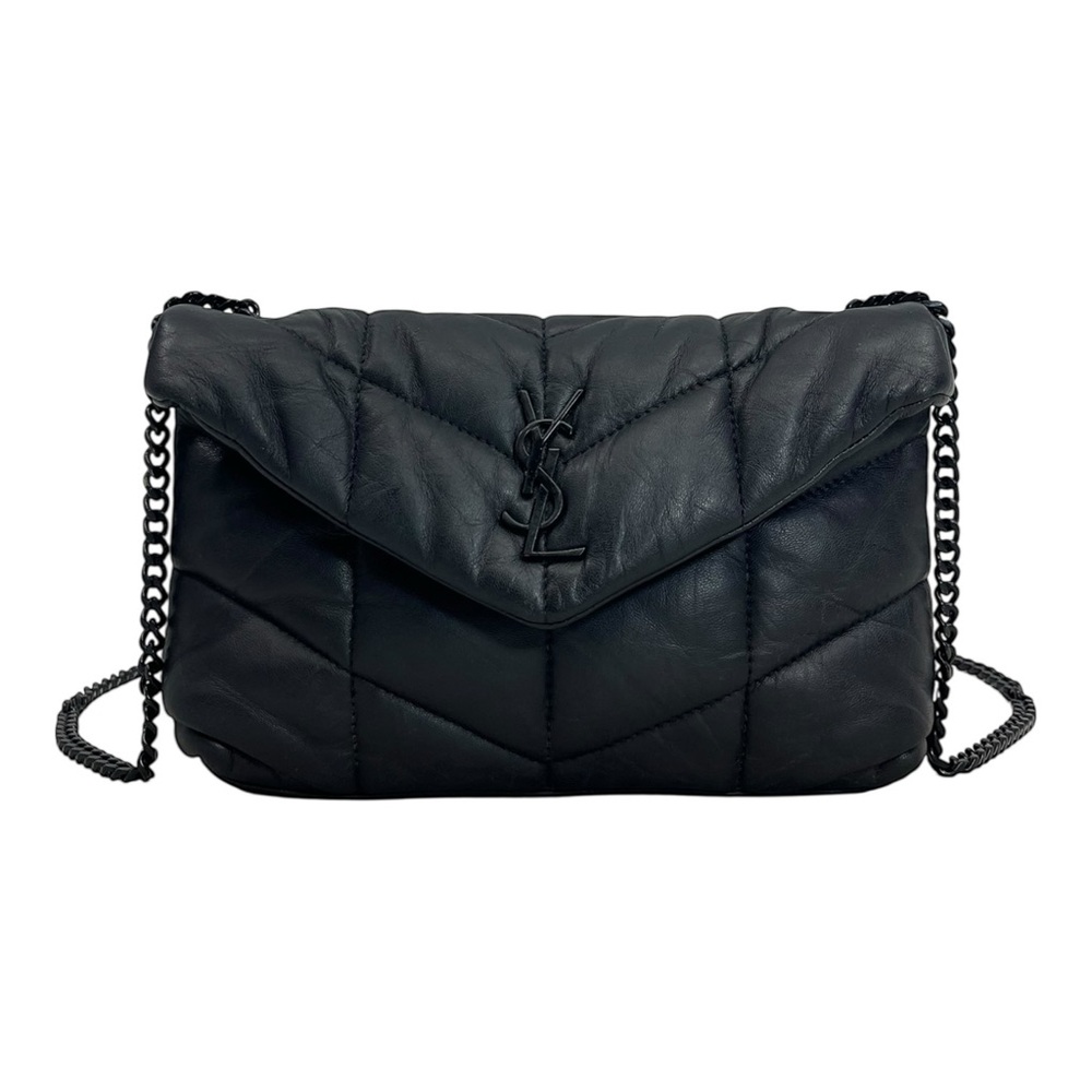 YSL SAINT LAURENT Lambskin Leather LouLou Toy Puffer Shoulder Bag Handbag COA